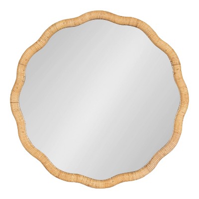 Kate & Laurel All Things Decor 26"x26" Rahfy Scallop Framed Wall Mirror Natural: Bohemian Style, No Assembly Required
