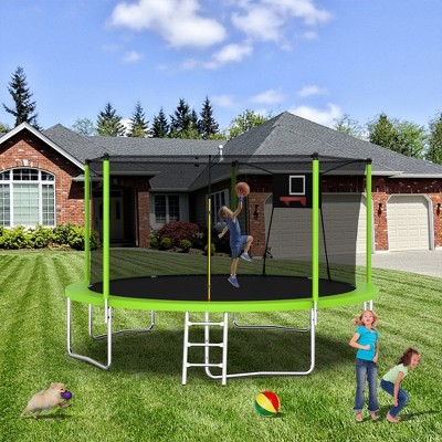 Whisen 14FT Recreational Trampoline with Safety Enclosure for Outdoor/Indoor Sports, 5 W-Legs
