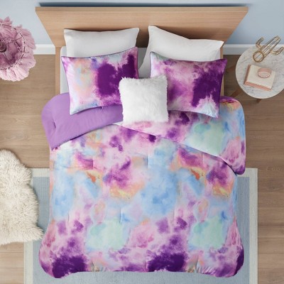 Lisa Watercolor Tie Dye Printed Comforter Set with Throw Pillow - Intelligent Design