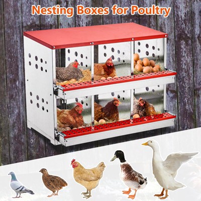Chicken Nesting Boxes, 6/8-Hole Metal Chicken Nests Boxes Laying Eggs Wall Mount for Chickens, Hens, Ducks Egg Collection Coop