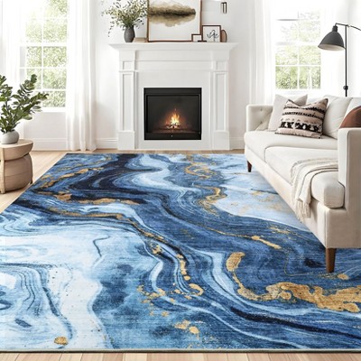Modern Area Rugs Non-Slip Abstract Print Floor Mats, Non-Shedding Contemporary Accent Rugs, Soft Low Pile Indoor Carpet
