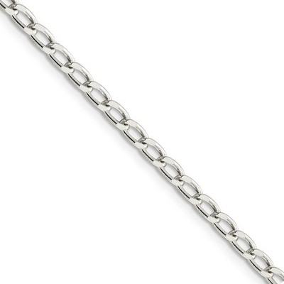 Black Bow Jewelry Rhodium Plated Sterling Silver 3.2mm Open Curb Chain Anklet