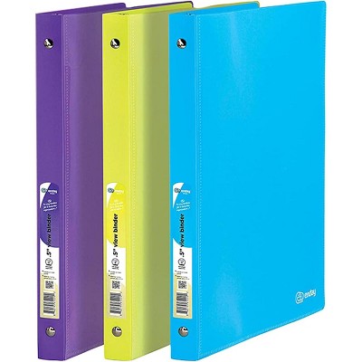 Emraw 1/2" Poly 3-Ring View Binders with Pockets  – Easy Spine Insert,  Ideal for School or Office