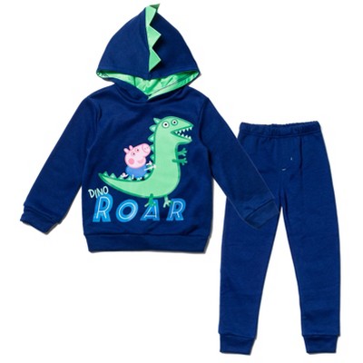 Peppa Pig George Fleece Pullover Hoodie Felt teeth and puff scales for realistic dino look Jogger Pants Outfit Set Toddler