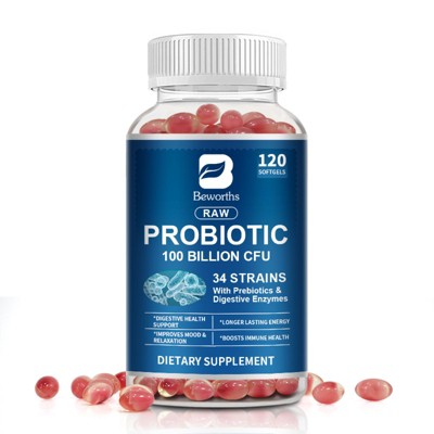 B Beworth Probiotic Enzyme Supplement, Digestion Support, 120 Capsules