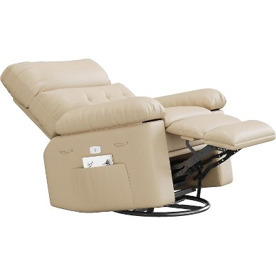 Acekool Power Recliner Chair with Heat & Massage, Swivel Rocker, USB Port, Cup Holders, Side Pockets, Extra-Wide Seat, Living Room