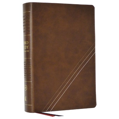 Kjv, Word Study Reference Bible, Leathersoft, Brown, Red Letter, Thumb Indexed, Comfort Print - by  Thomas Nelson (Leather Bound)