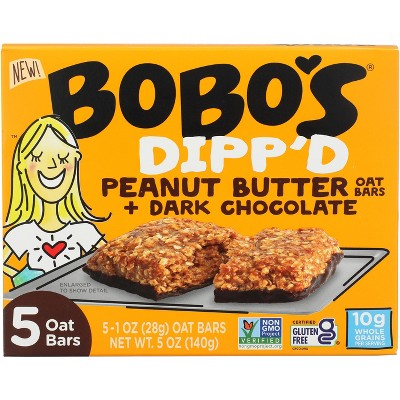 Bobos Dipp'd Peanut Butter + Dark Chocolate Oat Bar -5 oz (Case of 6)