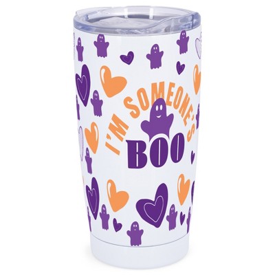 Elanze Designs I'm Someone's Boo Ghost Love Hearts Halloween Wrap-Around Design 20 Ounce Stainless Steel On-The-Go Coffee Mug, Thermal Travel Tumbler