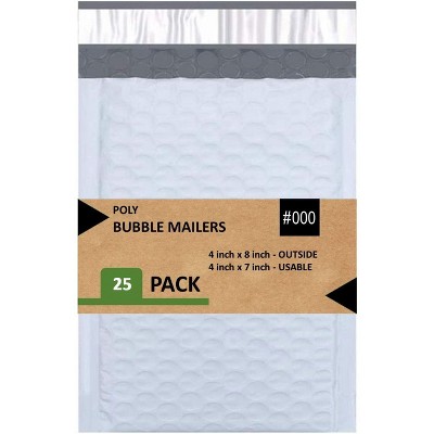 Link Size #000 4"x8" Poly Bubble Mailer Self-Sealing Waterproof Shipping Envelopes Pack Of 10/25/50/100/500