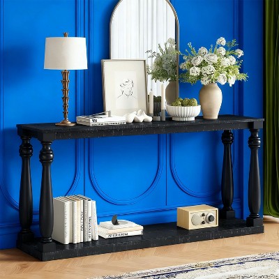 KTMBDW Console Table 63”, 2-Tier Narrow Sofa Side Table with Storage Shelf, Entrance Table for Hallway, Foyer, Living Room, Corridor, Office