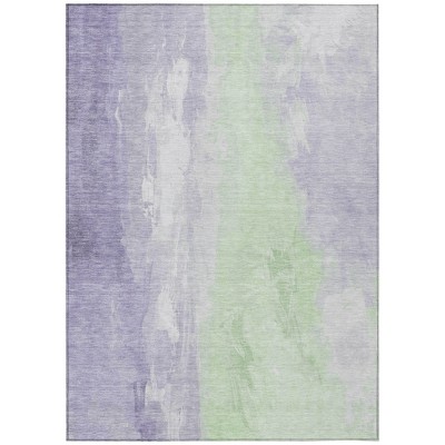 Lavender And Mint Green Abstract Washable Indoor Outdoor Area Rug