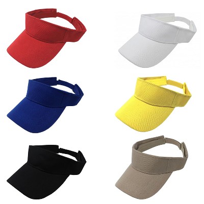 6 Pack Sun Visor Adjustable Cap Hat Athletic Wear - One Dozen