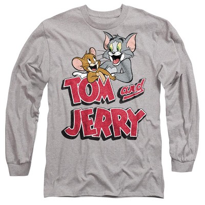 Men’s Tom And Jerry  Tom And Jerry Leaning With Logo Long Sleeve T-Shirt