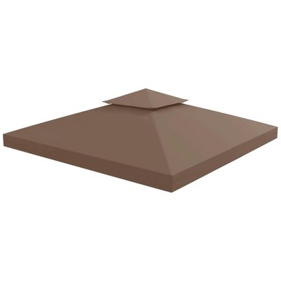 Resenkos Canopy Replacement Cover, Gazebo Canopy Top Replacement, Gazebo Replacement Canopy, 2-Tier Top Cover for 9.84' x 9.84' Gazebo, Coffee (TOP