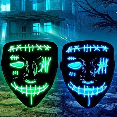 Garvee [2PACK] Halloween Scary Mask LED Mask---LED Light Up Mask EL Wire Light Up
