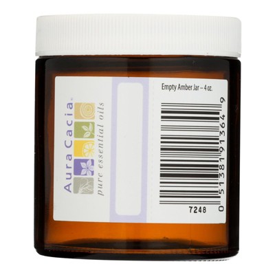 Aura Cacia Empty Amber Glass Wide Mouth Bottle with Writable Label - 4 oz