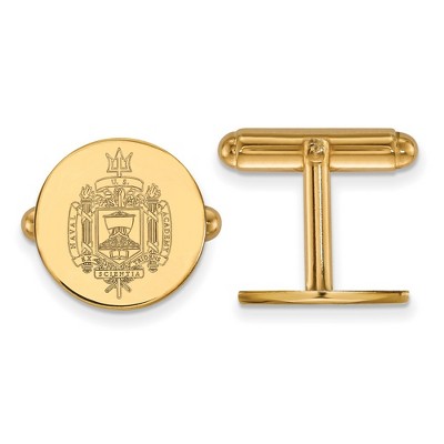 Black Bow Jewelry 14k Yellow Gold Plated Sterling Silver Navy Midshipmen NCAA Cuff Links