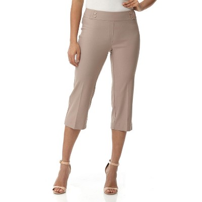 Rekucci Women's Ease into Comfort Capri with Button Detail
