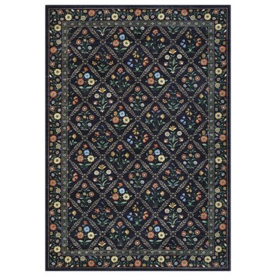8 x 10 ft Polyester  Imitation Beige Rectangular Hallway Bathroom Entryway Kitchen Office Foldable Garden Flower Printed Modern Washable Area
