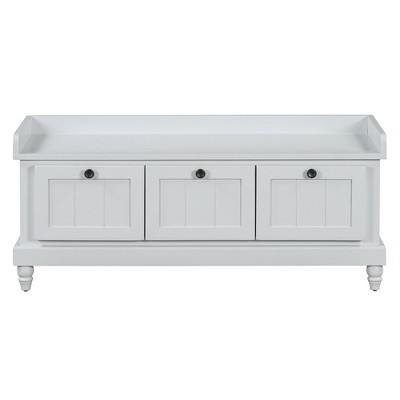 XINGHANZHENXUAN Classic Shoe Bench with Cushion & 3 Drawers, Fluted Entryway Storage Bench for Hallway, Living Room