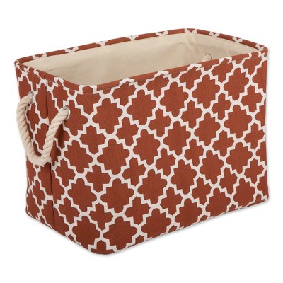 Design Imports Polyester Bin Lattice Cinnamon Rectangle Large 17.5X12X15