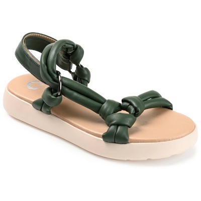 Journee Collection Womens Marri Tru Comfort Foam Multi Strap Flat Sandals Olive 9.5