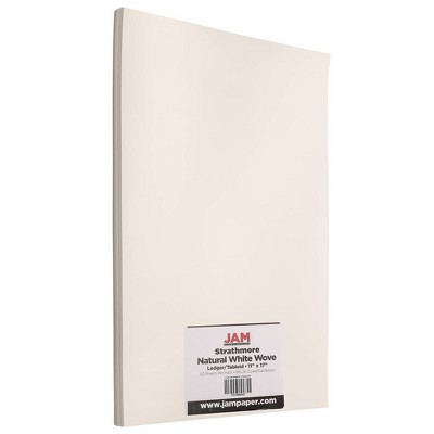 JAM Paper 11"x17" Strathmore Ledger Cardstock Tabloid 88lb 50 Sheets Natural White Wove: Thick Uncoated Paper Basics