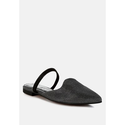 Twiggy Glitter Faux Leather Flat Mules Women
