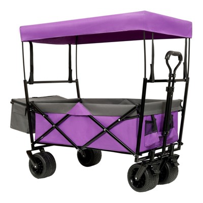 RISOKEYS Foldable Utility Cart,with Canopy & Mosquito Net,480Lbs Capacity with 7x4 All-Terrain Wheels,Adjustable Handle for Camping,Beach