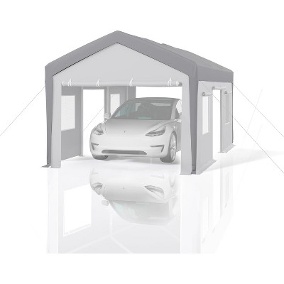 10' small 20' carport replacement canopy cover - UV-resistant   fabric with ball bungees (cover only, frame not included) - Gray