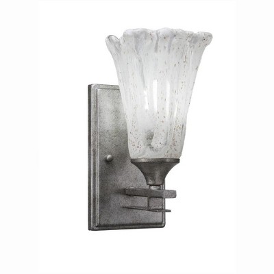 Toltec Lighting Uptowne 1 - Light Sconce in  Aged Silver with 5.5" Fluted Italian Ice Shade