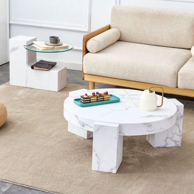 Okak Modern Design Detachable 2-Tier Coffee Table Set, Industrial End Table Side Tables for Living Room, Office, Balcony & Yard