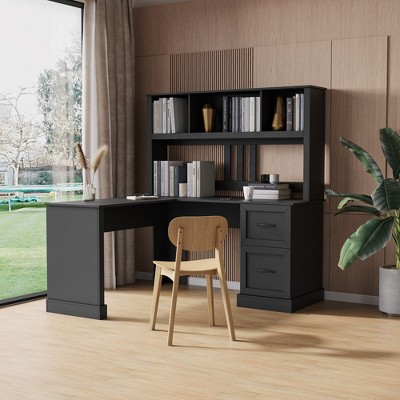 Kumasinova 60"/55"/59" Office Desk with Hutch,Computer Desk with Drawers,Standing Desk with Bookshelf,Gaming Desk for Home,Office