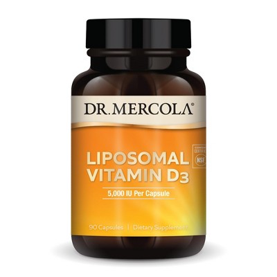 Dr. Mercola Liposomal Vitamin D3, 90 Capsules, 5,000 IU, Heart & Immune Support, Non-GMO, Soy & Gluten Free