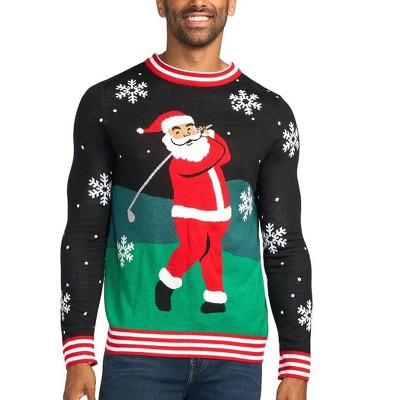 Tipsy Elves Golfing Santa Ugly Christmas Sweater - Funny Ugly Christmas Sweater for Holiday Parties