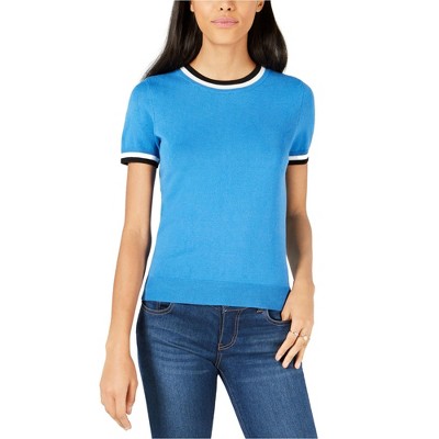 maison Jules Womens Ringer-Stripe Pullover Sweater