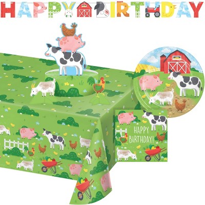 Creative Converting Farm Animals Party Deluxe Tableware and Decorations Kit 27ct