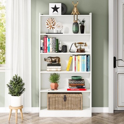 Resenkos Book Storage Display Book Shelf,Wood Bookcase, 72" Tall Bookshelf with 6-Tier Open Storage Shelves White