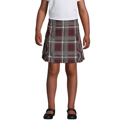 Lands' End School Uniform Kids Side Pleat Plaid Skort Above Knee