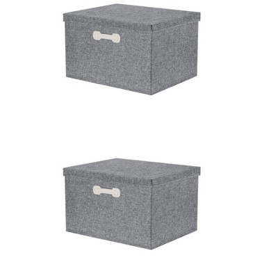 REGALWOVEN Collapsible Fabric Storage Bin with Lid and Handle for Shelves Closet 2 Pcs