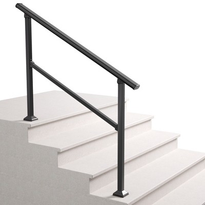 Black Wrought Iron Stair Railing Kit Handrails for Outdoor Steps