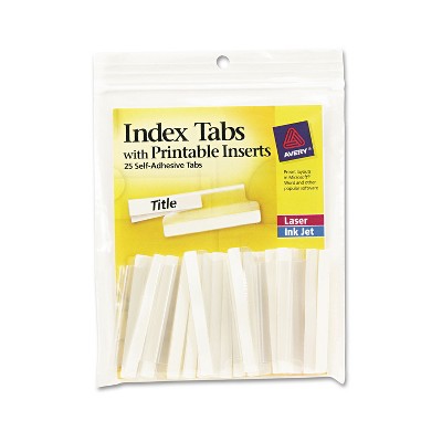 Avery Self-Adhesive Tabs with Printable Inserts 2" Clear 25/Pack (16241)