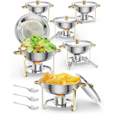 5QT Chafing Dish Buffet Set, Food Warmers and Servers, Stainless Steel Chafer with Lid, Frame & Fuel Holder for Catering, Parties, Festivals