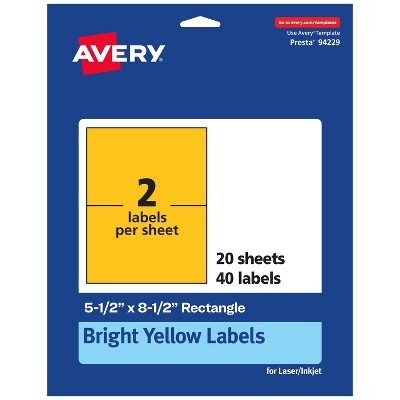 Avery Bright Yellow Paper Labels, 5.5" x 8.5" Rectangle