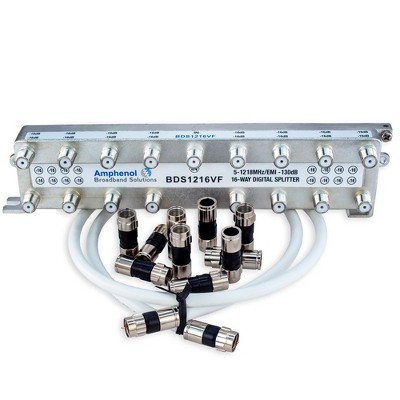 Amphenol Digital High-Performance 16-Way Coaxial Splitter BDS1216FV Kit (5-1218 Mhz / EMI -130dB) by SatelliteSale