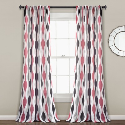 Set of 2 Mid-Century Geo Light Filtering Window Curtain Panels - Lush Décor