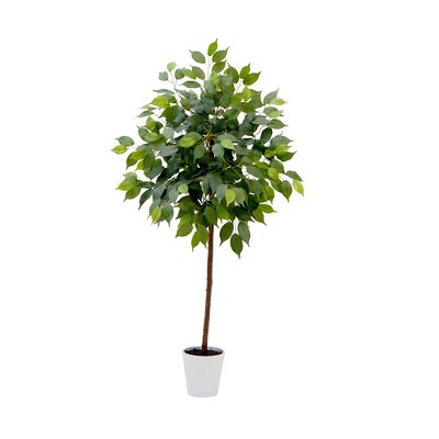 Nearly Natural 4-ft Artificial Ficus Tree with Decorative Planter