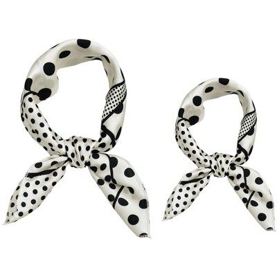 Allegra K Women's Polka Dots Square Scarf Head Neck Scarves 2Pcs