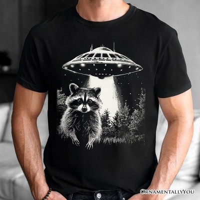 Funny UFO Raccoon T-Shirt, Black Unisex Tee for Alien Enthusiasts| OrnamentallyYou